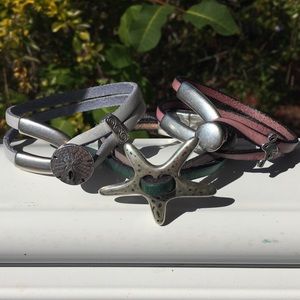 Coastal inspired leather bracelets